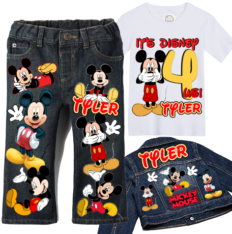 Mickey Mouse Denim Set-Boys Mickey Mouse denim set-Mickey Mouse Birthday outfit-Mickey Mouse boys outfit