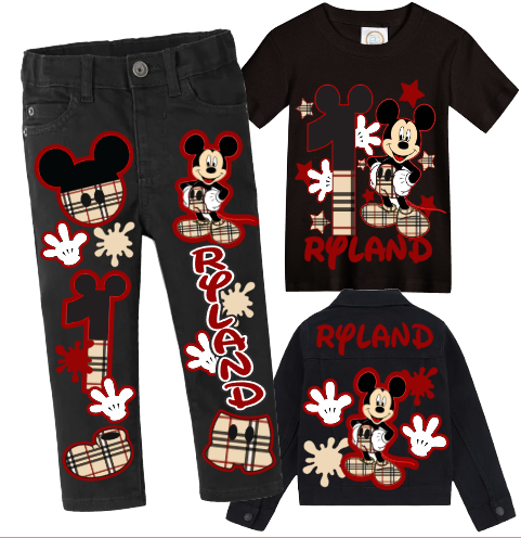 Mickey mouse boys outfit - Mickey mouse Denim Set-Boys Mickey mouse denim set- Mickey mouse Birthday outfit