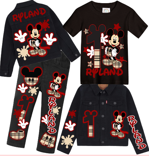 Mickey mouse boys outfit - Mickey mouse Denim Set-Boys Mickey mouse denim set- Mickey mouse Birthday outfit