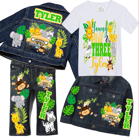 Young Wild & Three boys outfit - Young Wild & Three Denim Set-Boys Young Wild & Three denim set-Young Wild & Three Birthday outfit
