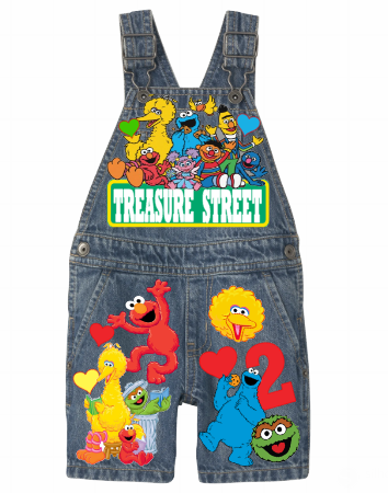 Sesame Street Short Overalls-Sesame Street Birthday Short Overalls-Sesame Street Birthday outfit