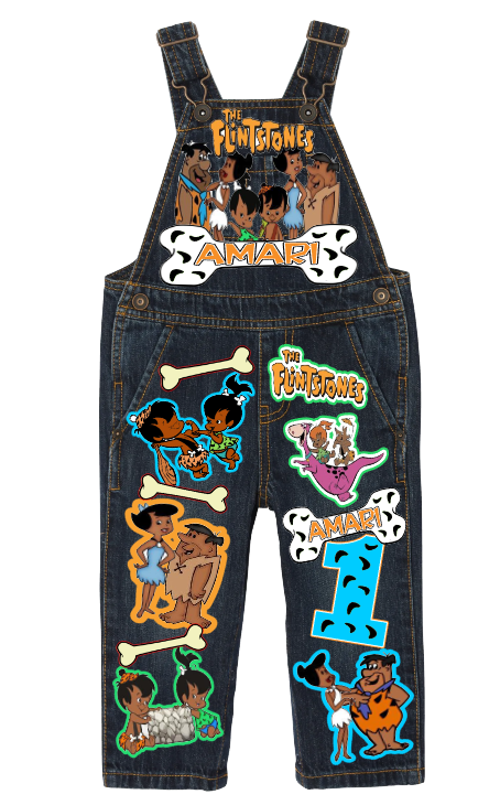 Flintstones overalls-Flintstones outfit-Flintstones birthday shirt-Flintstones birthday outfit