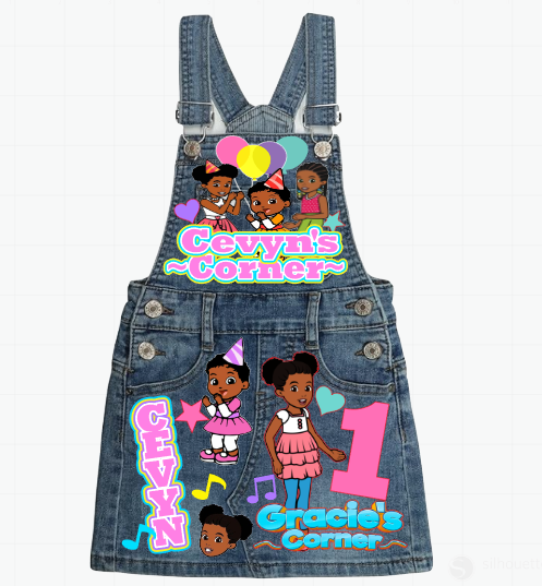 Gracie's corner Skirt Overalls-Gracie's corner Birthday Overalls-Gracie's corner Birthday outfit