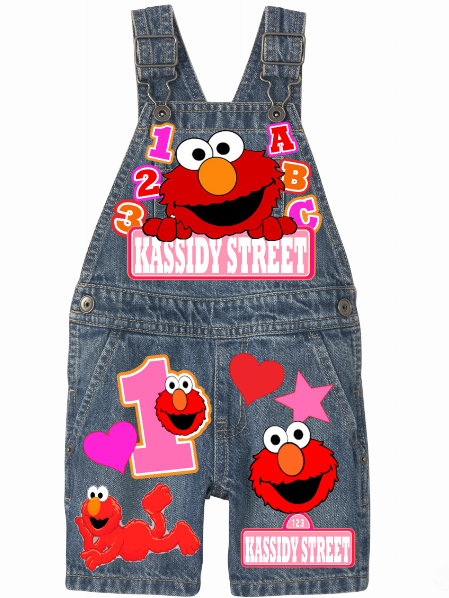 Elmo Short Overalls-Elmo Birthday Overalls-Elmo Birthday outfit
