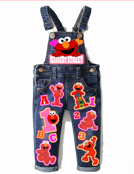 Elmo Overalls-Elmo Birthday Overalls-Elmo Birthday outfit