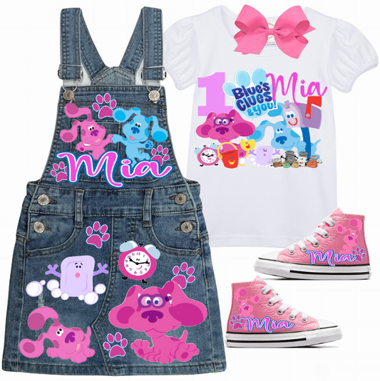 Blues Clues Skirt Overalls-Blues Clues Birthday Overalls-Blues Clues Birthday outfit