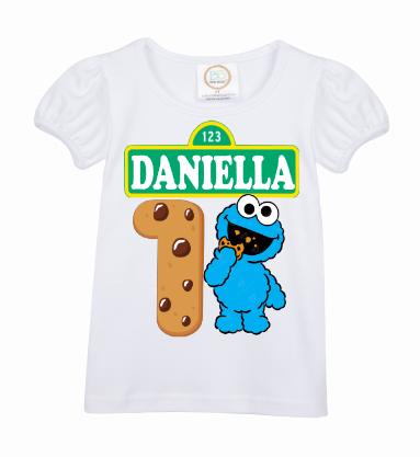 Cookie Monster Skirt Set-Cookie Monster denim outfit-Cookie Monster Birthday outfit