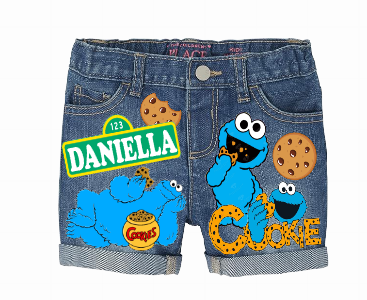 Cookie Monster Short Set-Cookie Monster Birthday outfit-Cookie Monster denim Birthday outfit