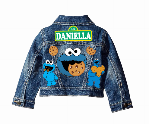 Cookie Monster Short Set-Cookie Monster Birthday outfit-Cookie Monster denim Birthday outfit