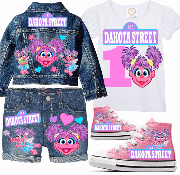 Abby Cadabby Short Set-Abby Cadabby Birthday outfit-Abby Cadabby denim Birthday outfit