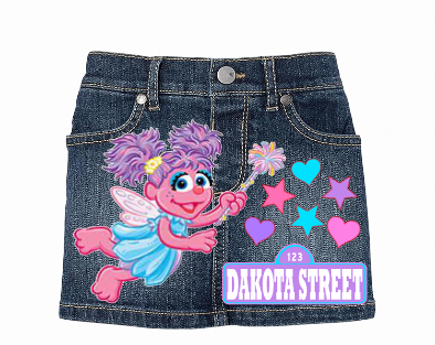 Abby Cadabby Skirt Set-Abby Cadabby denim outfit-Abby Cadabby Birthday outfit