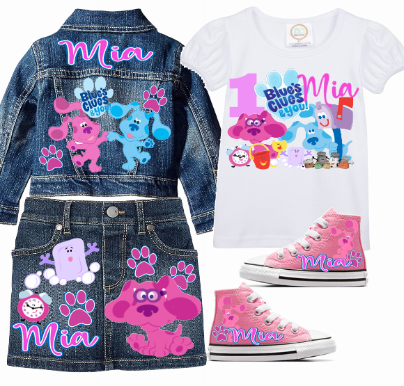 Girls Custom Denim Skirt Set