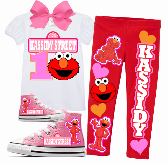 Elmo Legging outfit-Elmo legging Set-Elmo Birthday outfit