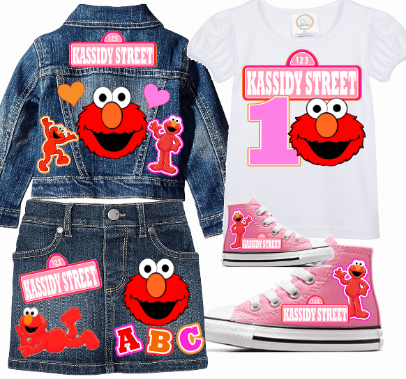 Girls Custom Denim Skirt Set
