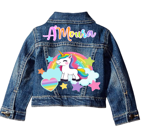 Unicorn Skirt Set-Unicorn denim outfit-Unicorn Birthday outfit