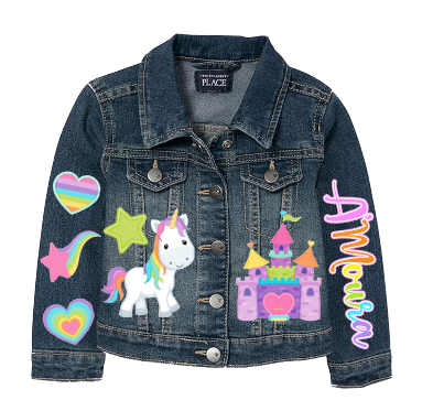Unicorn Skirt Set-Unicorn denim outfit-Unicorn Birthday outfit