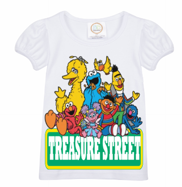 Sesame street Skirt Set-Sesame street denim outfit-Sesame street Birthday outfit