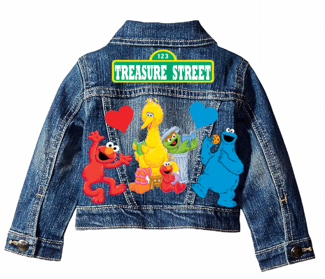 Sesame street Skirt Set-Sesame street denim outfit-Sesame street Birthday outfit