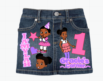 Gracie's Corner Skirt Set-Gracie's Corner denim outfit-Gracie's Corner Birthday outfit