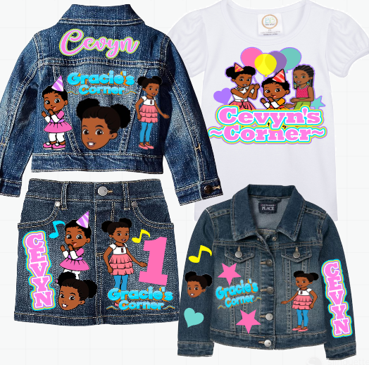 Gracie's Corner Skirt Set-Gracie's Corner denim outfit-Gracie's Corner Birthday outfit