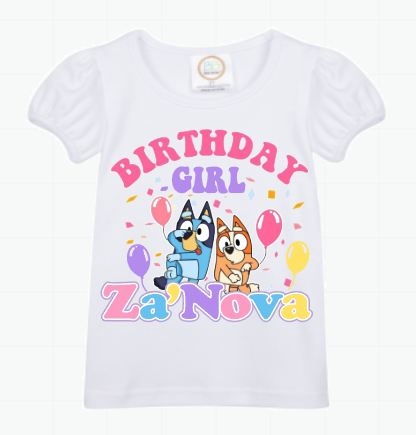 Bluey Skirt Overalls-Bluey Birthday Overalls-Bluey Birthday outfit- Pastel Bluey Outfit