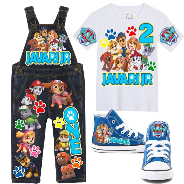 Paw patrol overalls-Paw patrol outfit-Paw patrol birthday shirt