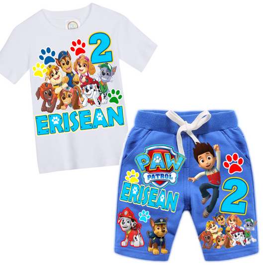 Paw Patrol Short Set-Paw Patrol Birthday outfit-Paw Patrol Short Jogger Birthday outfit
