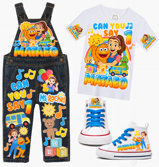 Ms. Rachel overalls-Ms. Rachel outfit-Ms. Rachel birthday shirt-Ms. Rachel birthday outfit-Ms rachel boys overalls