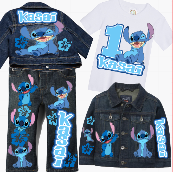 Lilo and Stitch outfit -Lilo and Stitch boys outfit-Lilo and Stitch Denim Set-Boys Lilo and Stitch denim set-Lilo and Stitch Birthday outfit