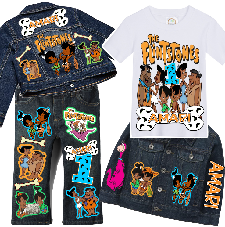The Flintstones boys outfit -The Flintstones Denim Set-Boys The Flintstones denim set- The Flintstones Birthday outfit