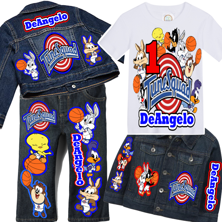 Space jam boys outfit - Space jam Denim Set-Boys Space jam denim set- Space jam Birthday outfit