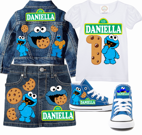 Girls Custom Denim Skirt Set