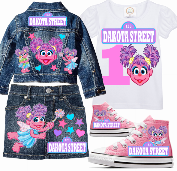 Girls Custom Denim Skirt Set