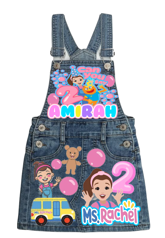 Ms. Rachel Overalls-Ms. Rachel Birthday Overalls-Ms. Rachel Birthday outfit-Ms. Rachel Outfit-Ms. Rachel skirt overalls