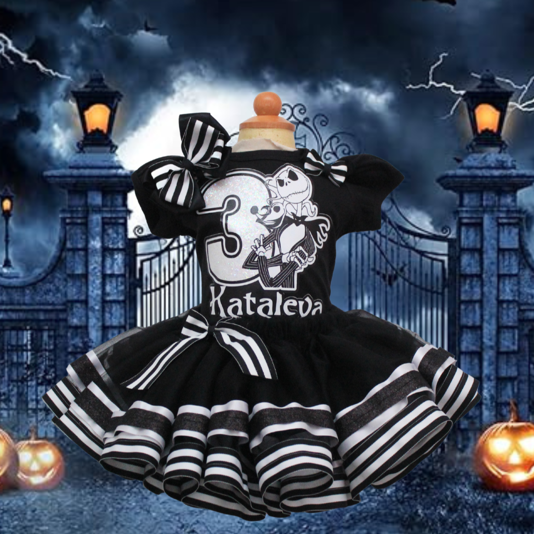 Jack skellington tutu set-Jack skellington outfit-Jack skellington dress-The Nightmare Before Christmas tutu set-The Nightmare Before Christmas birthday outfit