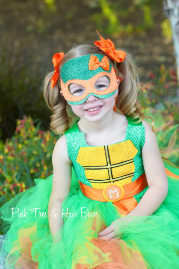 Teenage mutant ninja turtle costume- Michaelangelo tmnt costume- tmnt dress- tmnt tutu dress-tmnt tutu