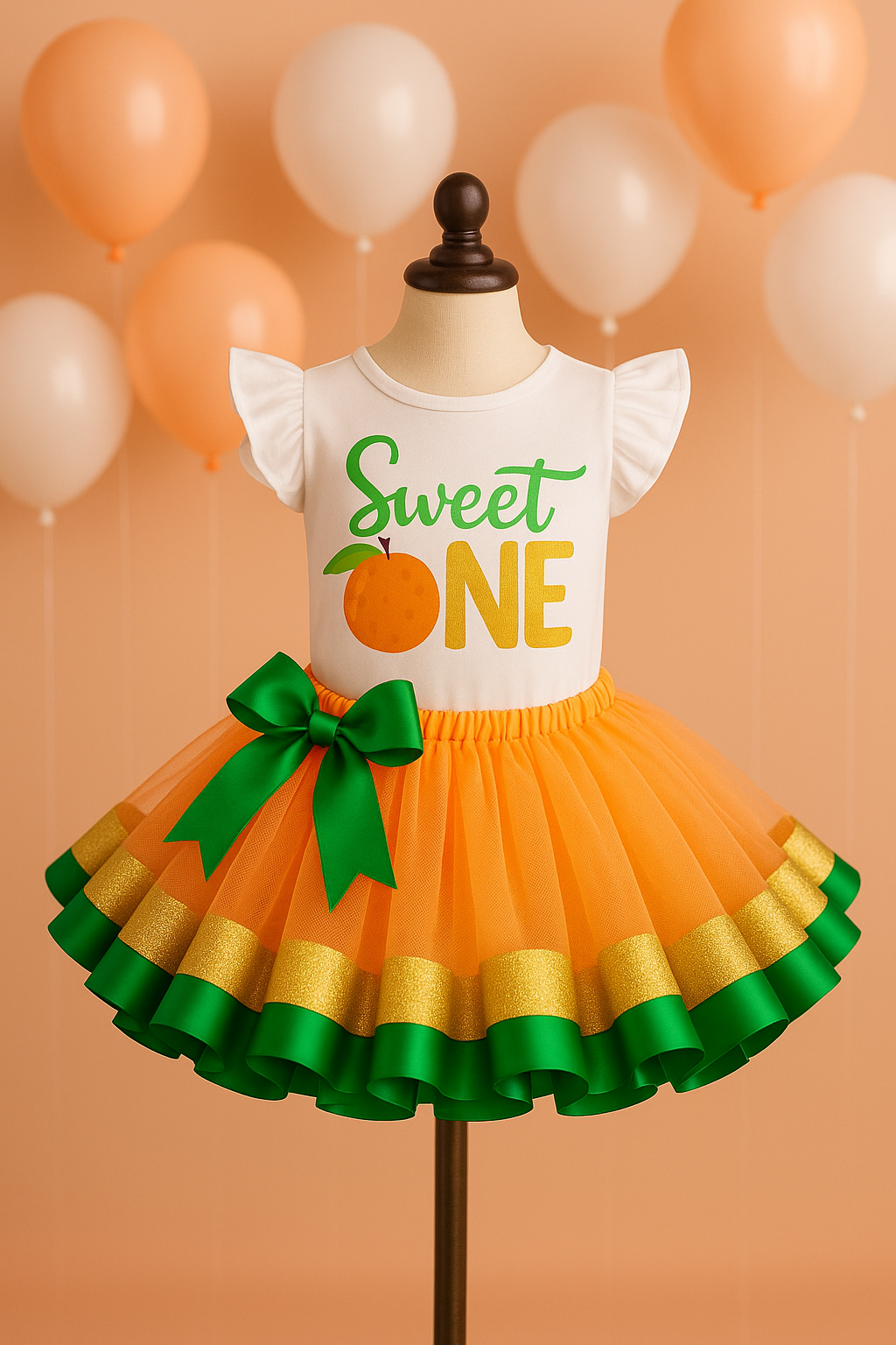Peach tutu set- peach outfit- peach dress- peach birthday outfit- one sweet peach outfit