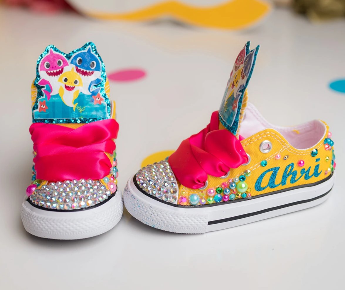 Baby shark shoes- Baby shark bling Converse-Girls Baby shark Shoes-