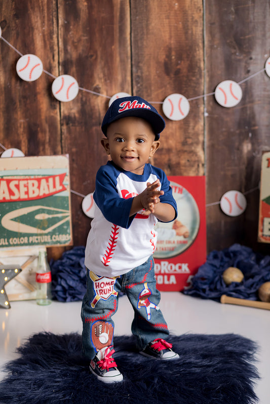 Baseball Denim Set-Boys Baseball denim set-Baseball Birthday outfit-Baseball boys outfit