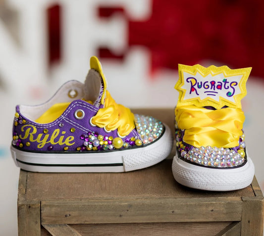 Rugrats shoes- Rugrats bling Converse-Girls rugrats Shoes-Susie bling shoes