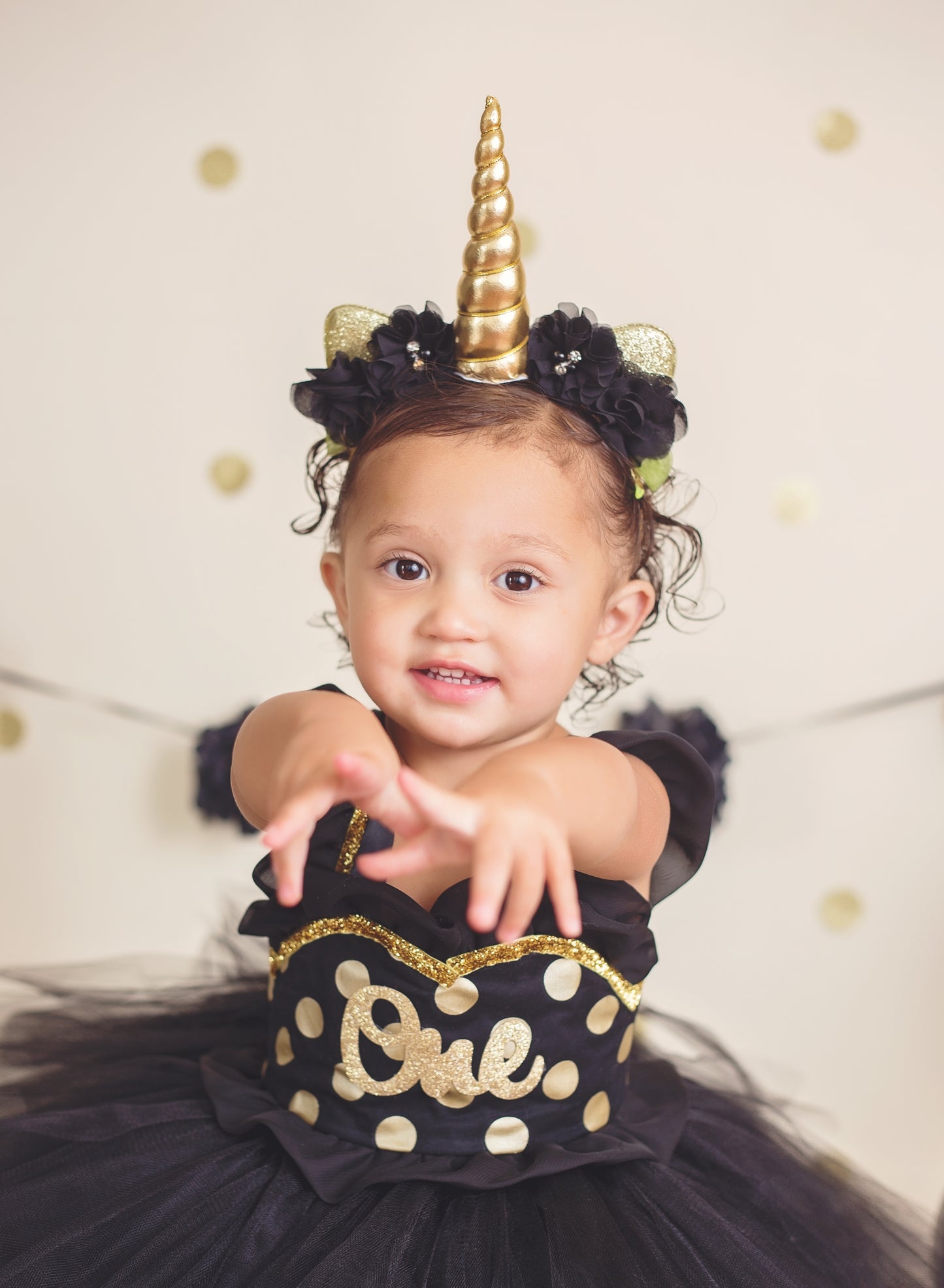First birthday dress-first birthday tutu dress- Black And Gold Tutu Dress