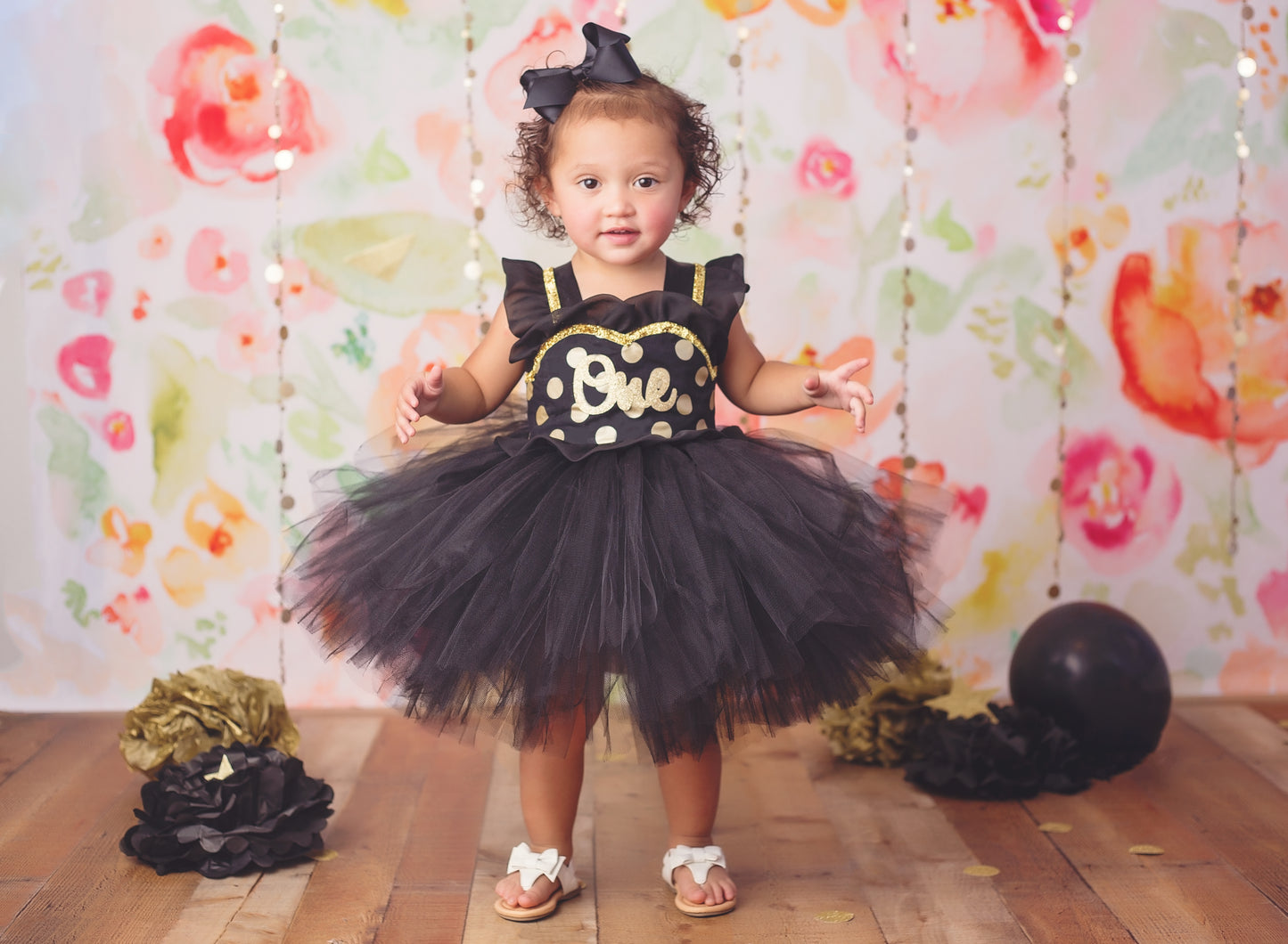 First birthday dress-first birthday tutu dress- Black And Gold Tutu Dress