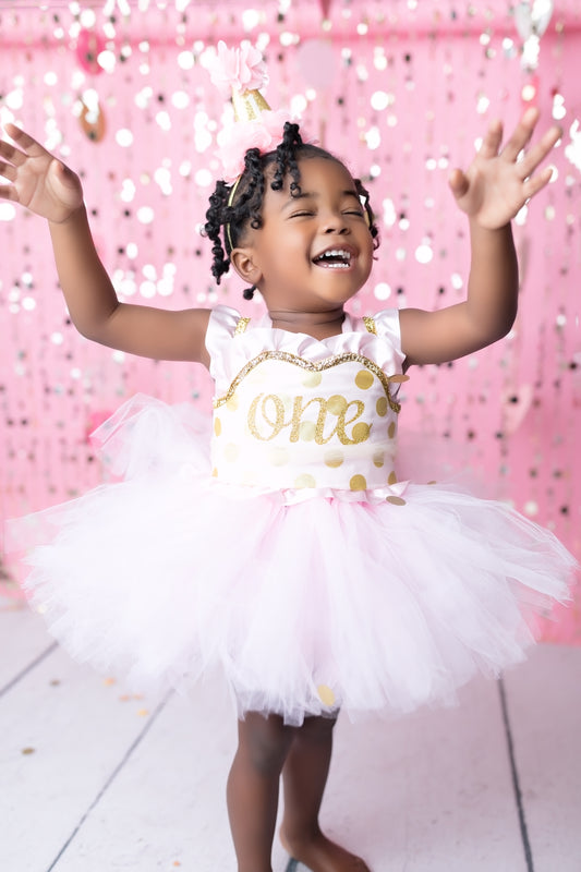 First birthday dress-first birthday tutu dress- Pink And Gold Tutu Dress-Pink and gold dress-Birthday dress