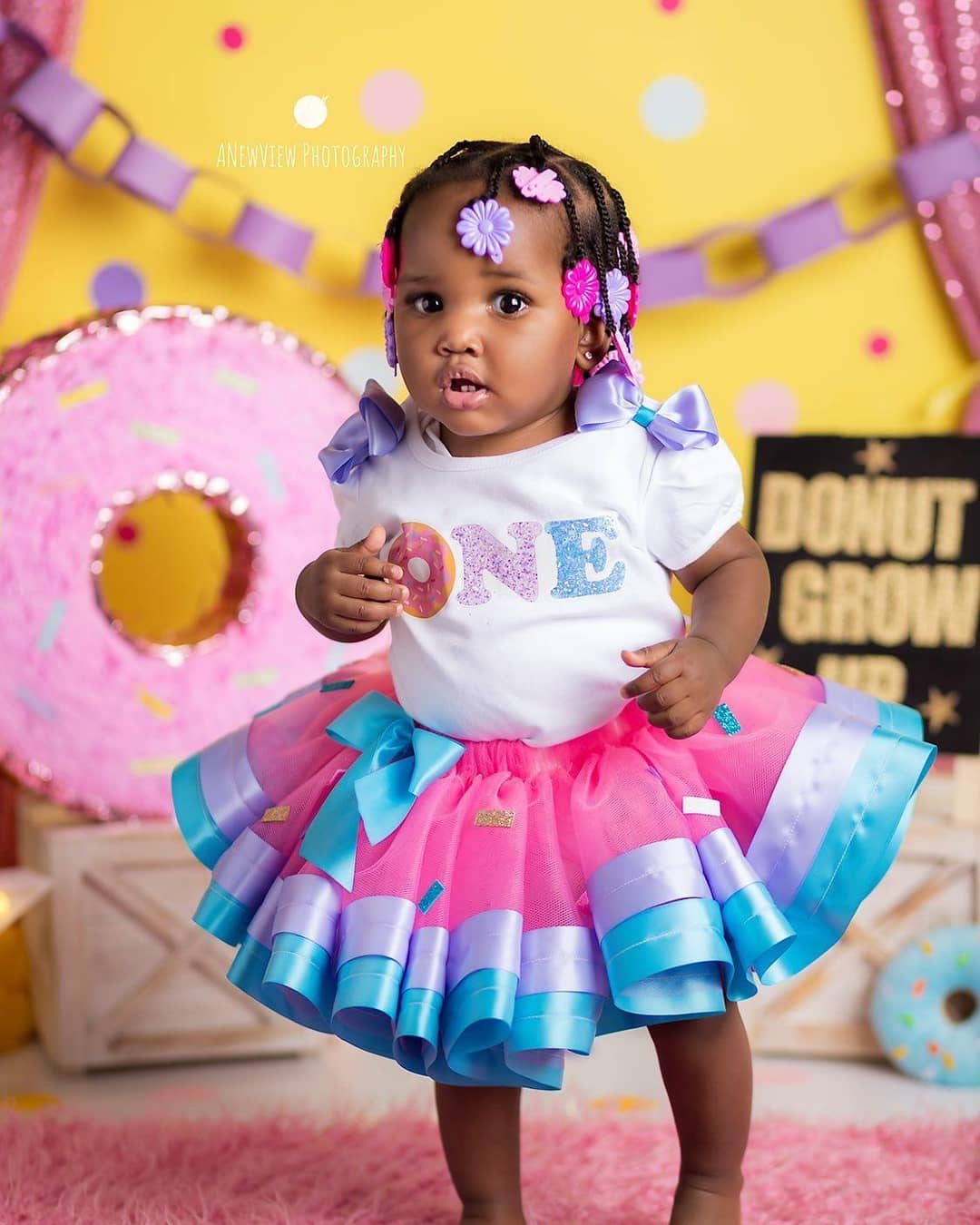 donut birthday dress Donut Tutu set- Donut outfit-Donut dress- donut tutu-Rainbow Donut tutu set