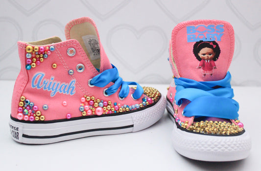 Boss Baby shoes- Boss baby bling Converse-Girls Boss baby Shoes-