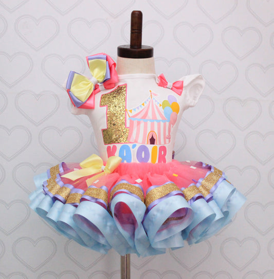 Circus tutu set- Circus outfit-Circus  dress-Circus birthday outfit-Carnival birthday outfit-Pastel circus carnival tutu set