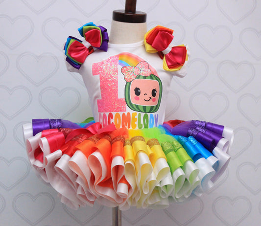 Cocomelon tutu set-Cocomelon outfit-Cocomelon dress(deluxe)