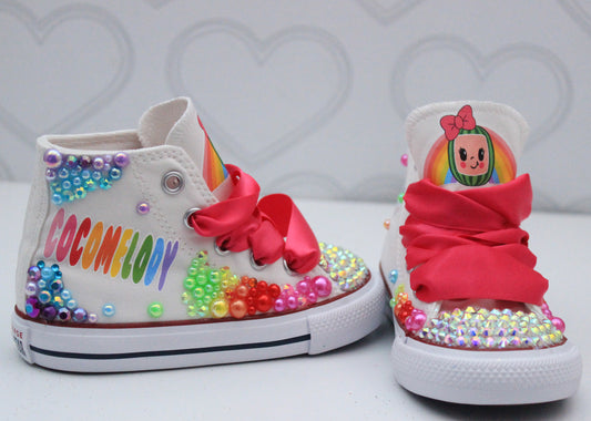 Cocomelon shoes- Cocomelon bling Converse-Girls Cocomelon Shoes-Cocomelon Converse