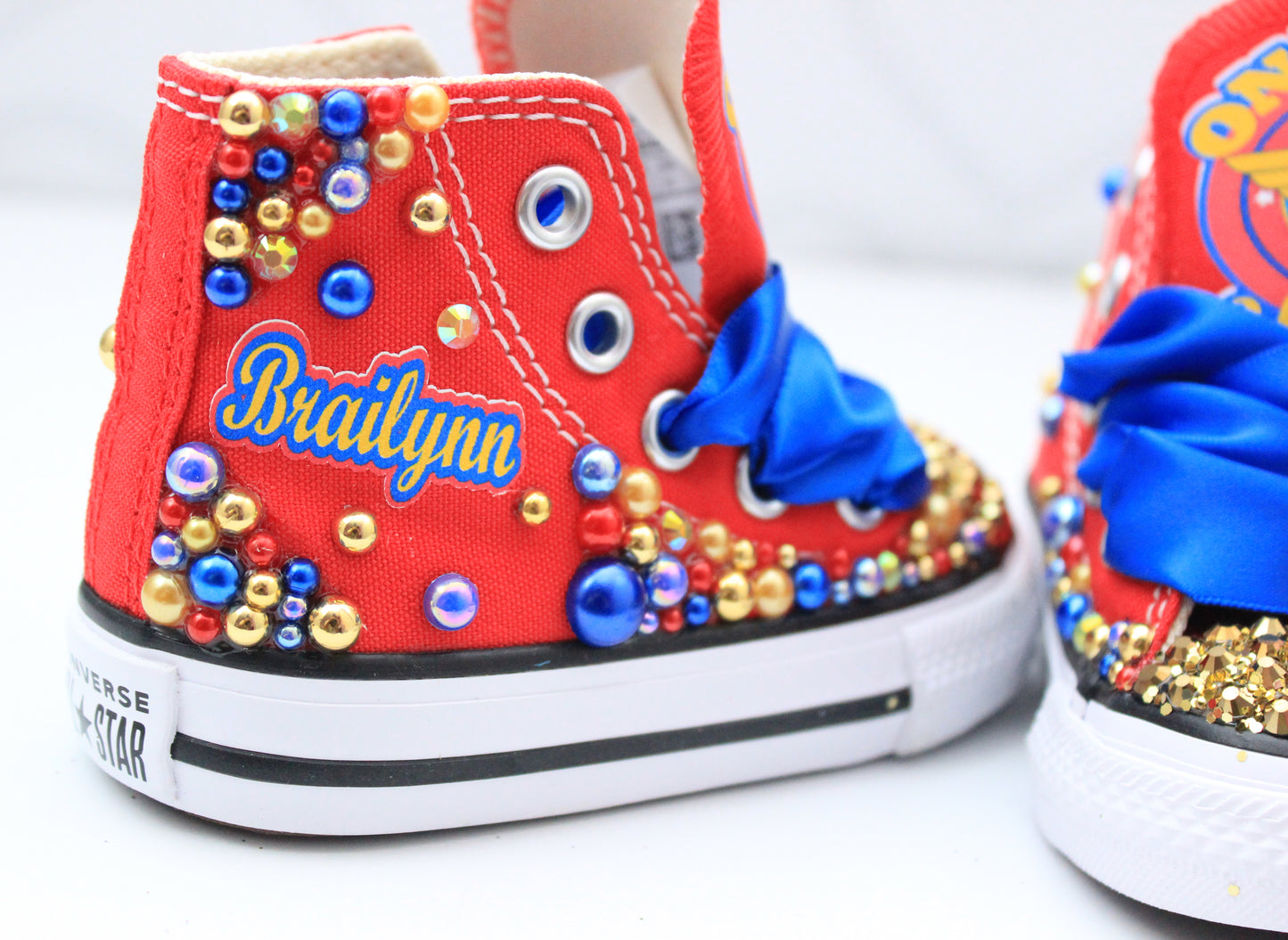 Wonder woman shoes- Wonder woman bling Converse-Girls Wonder woman Shoes-Wonder woman Converse-ONE-DER woman