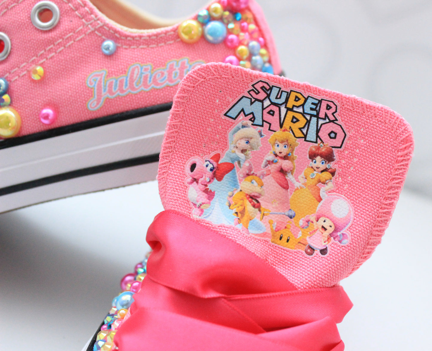 Super Mario shoes- Super Mario bling Converse-Girls Super Mario Shoes